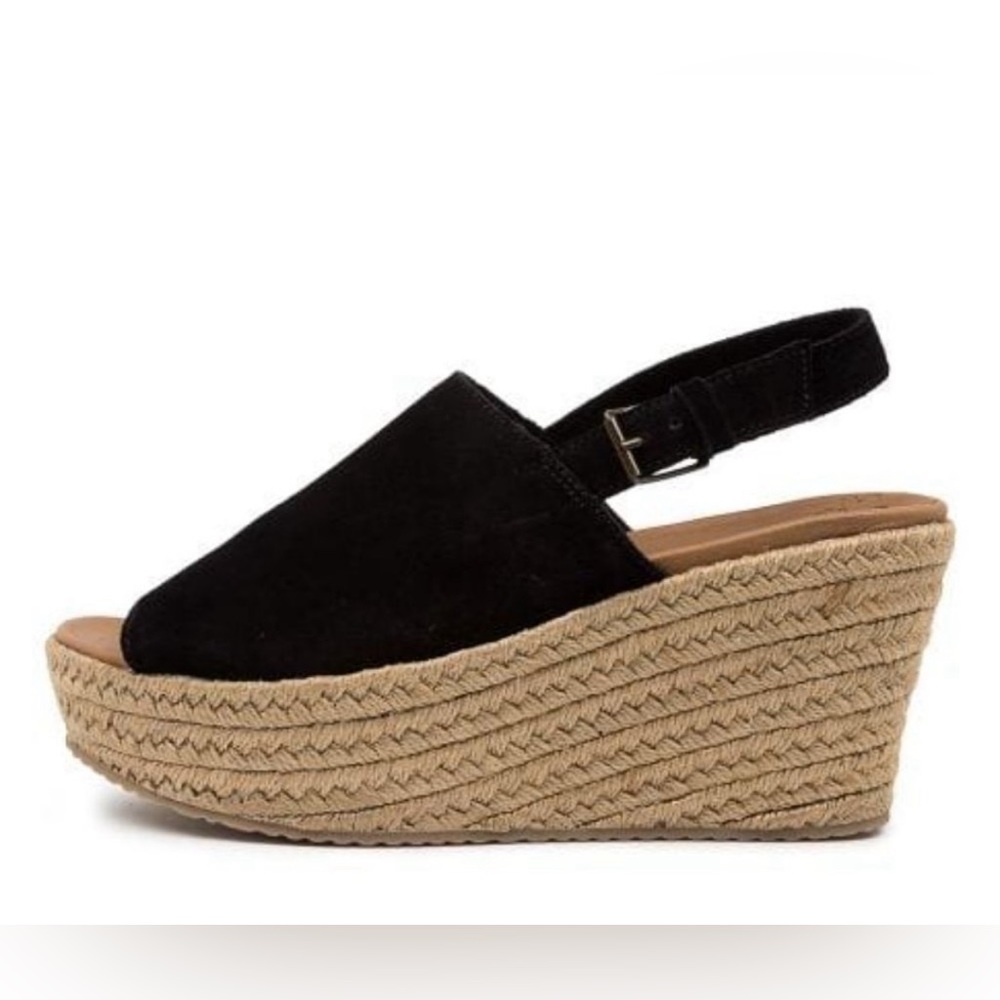 New Skechers Cali Brit Spring Shot Espadrille Sandal in Black Suede